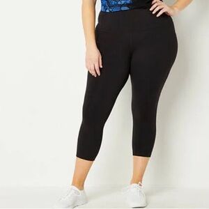 Xersion EverUltra Women's XL High Rise Quick Dry Plus Cropped Black Leggings